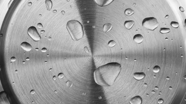 Stainless steel with water droplets